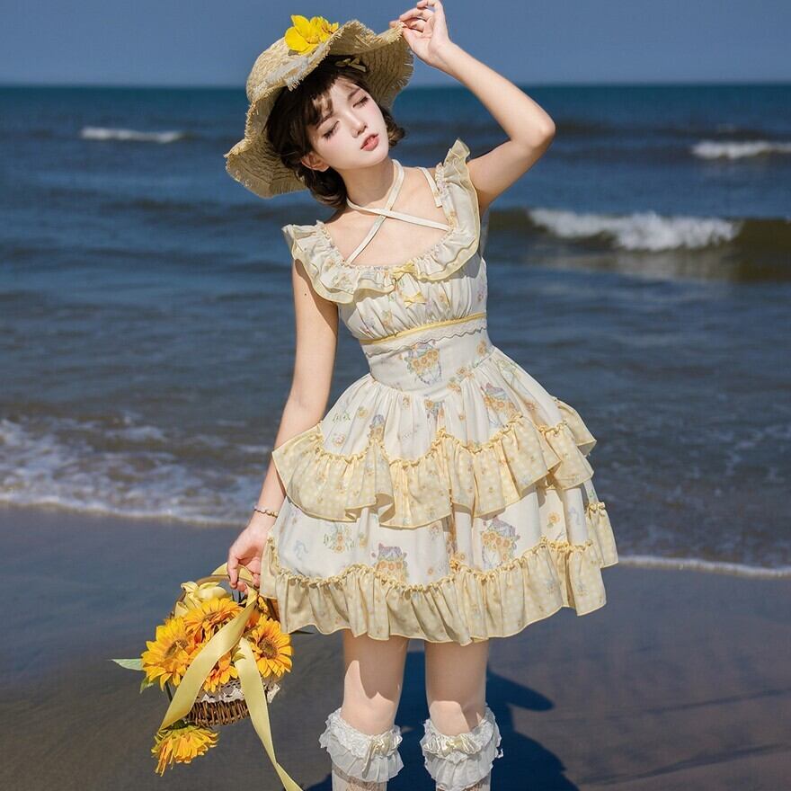 陽だまりの花園 フリルを重ねたフレンチガーリーミニワンピース5点
