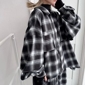 Ombre check asymmetric zip JK/black