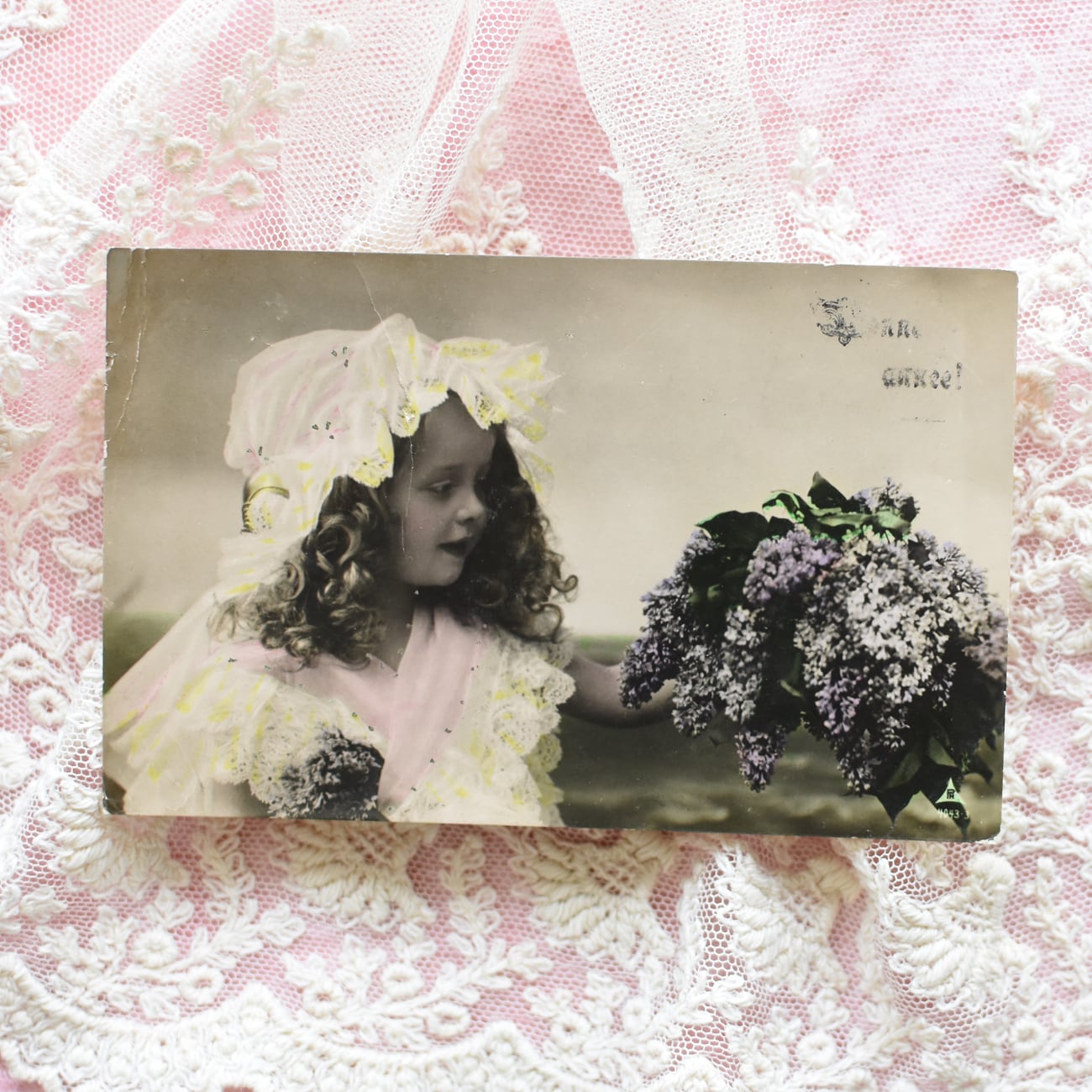Antique postcard お人形のような少女とお人形 H.Manuel France P129