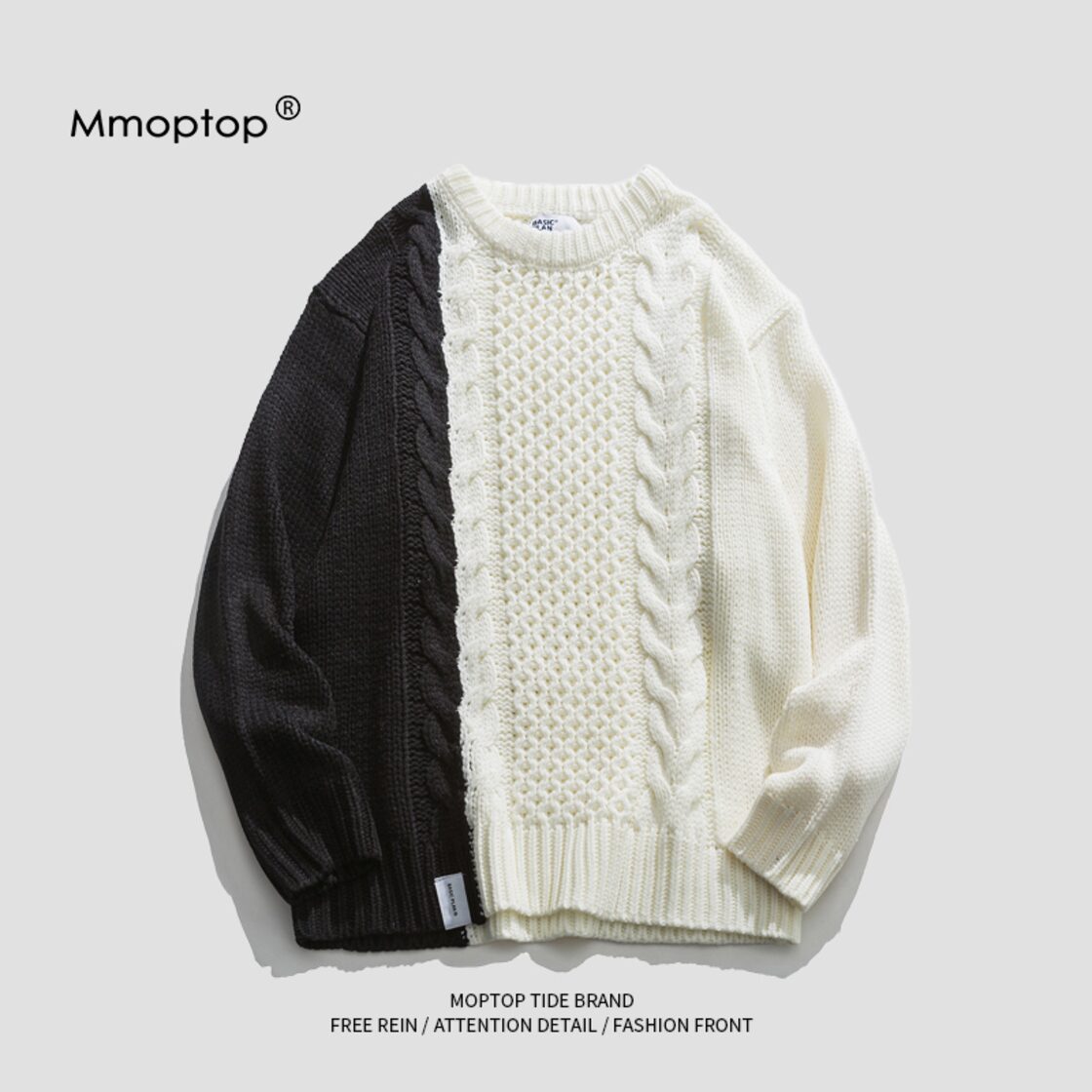 Mmoptopシリーズ】☆セーター☆ 2color ニット トップス 配色 男女兼用 