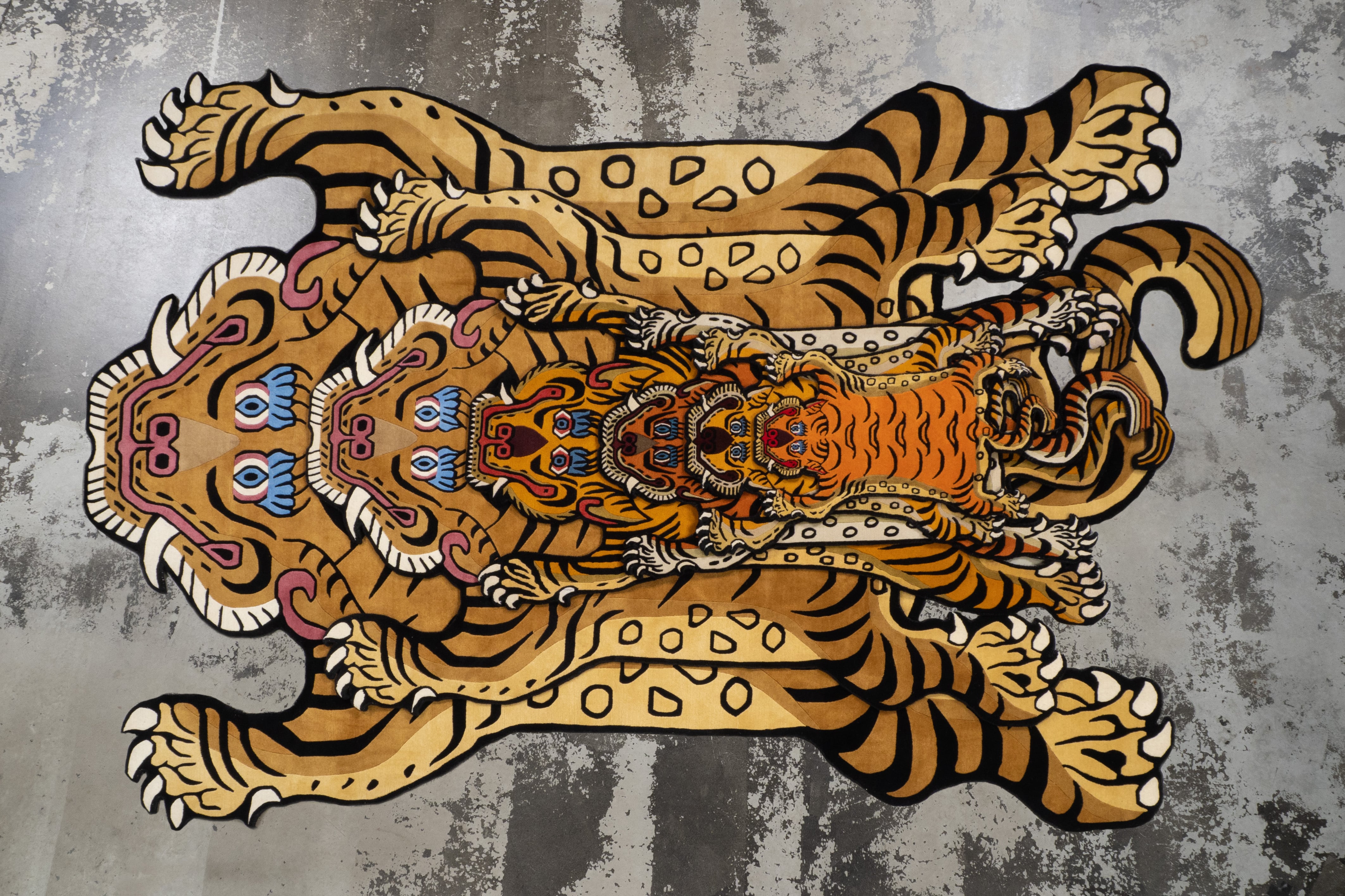 Tibetan Tiger Rug 《XXXLサイズ•シルク•オリジナル1•ブルーバージョン