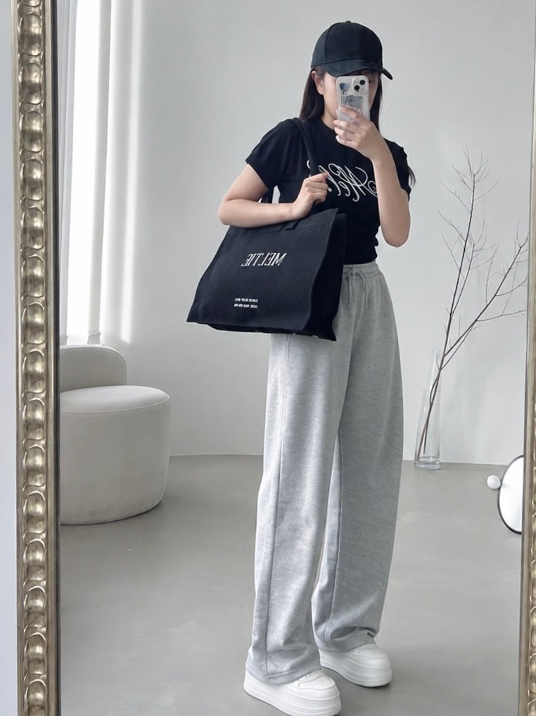 ribbon canvas tote bag〈LARGE〉