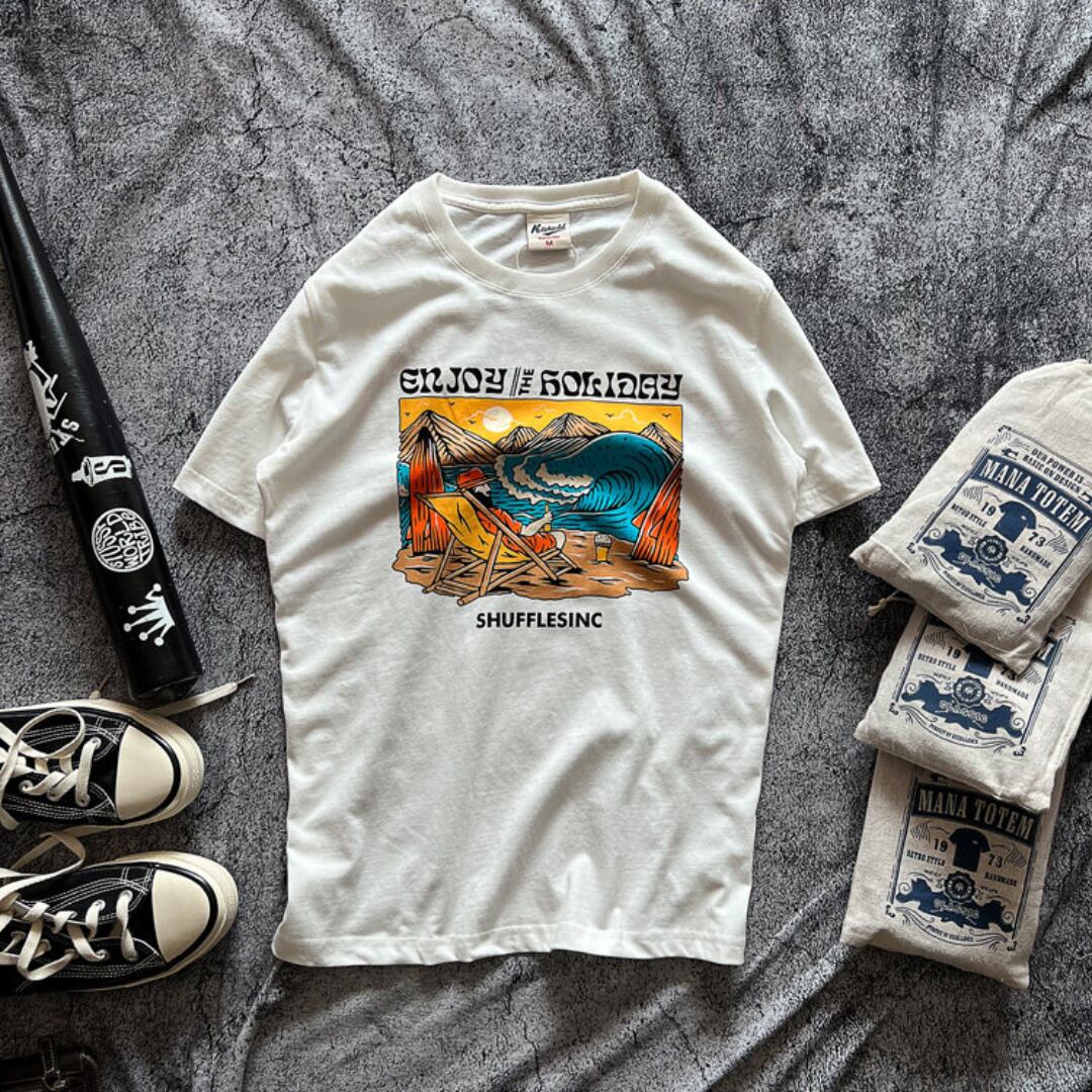 Oil Painting Style Short-Sleeve Crew-Neck T-Shirt(GV522)