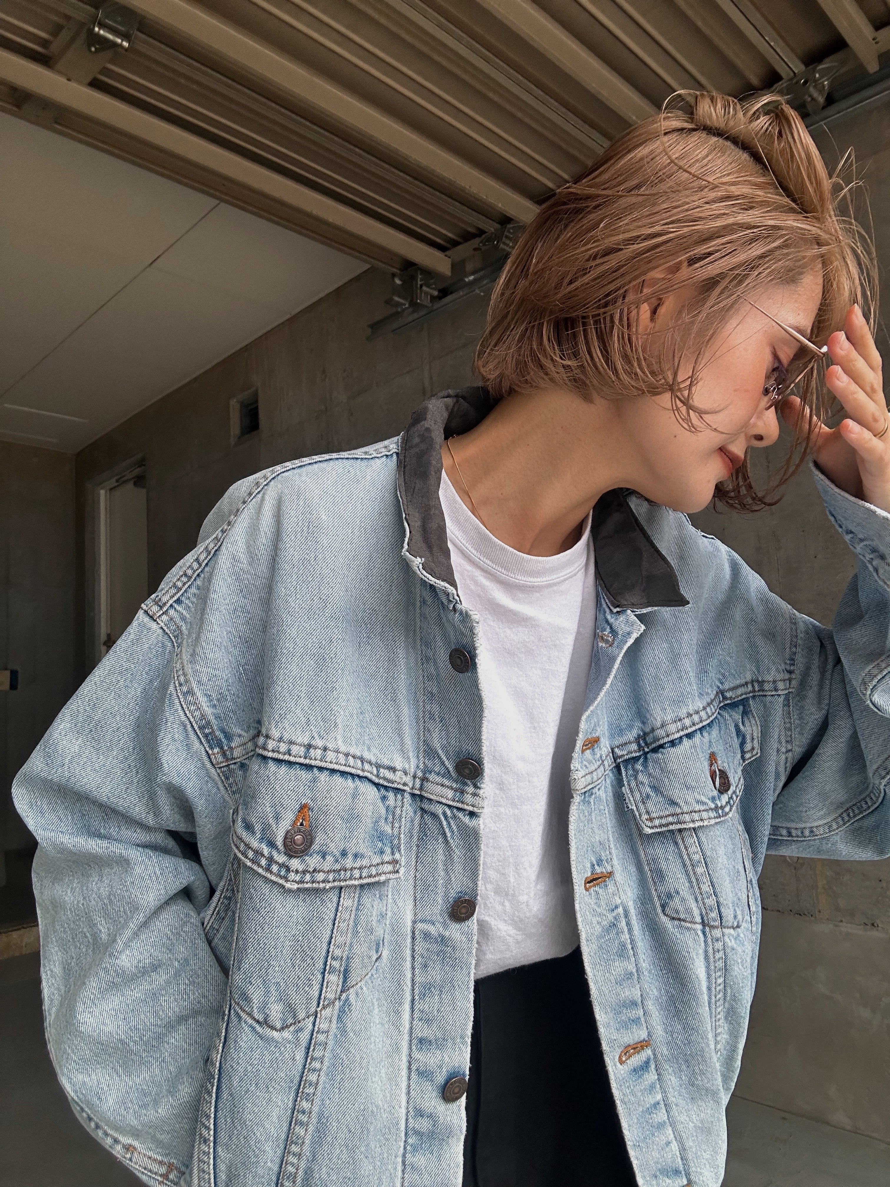 (OT1320)90’s Levi’s 57598 black material custom denim jacket made in USA