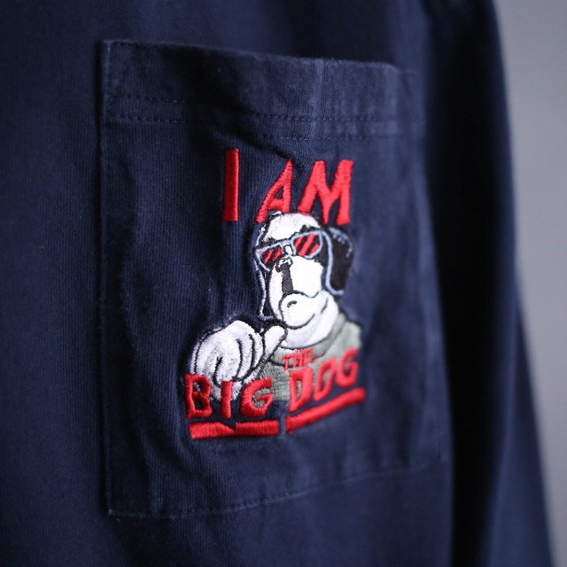 "BIG DOGS" pocket embroidery design XXX over size l/s tee