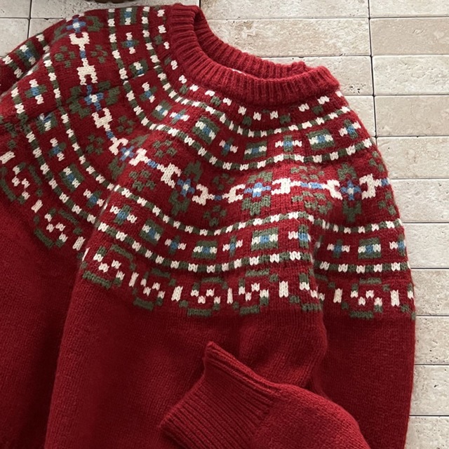 crew-neck jacquard knit　J00372