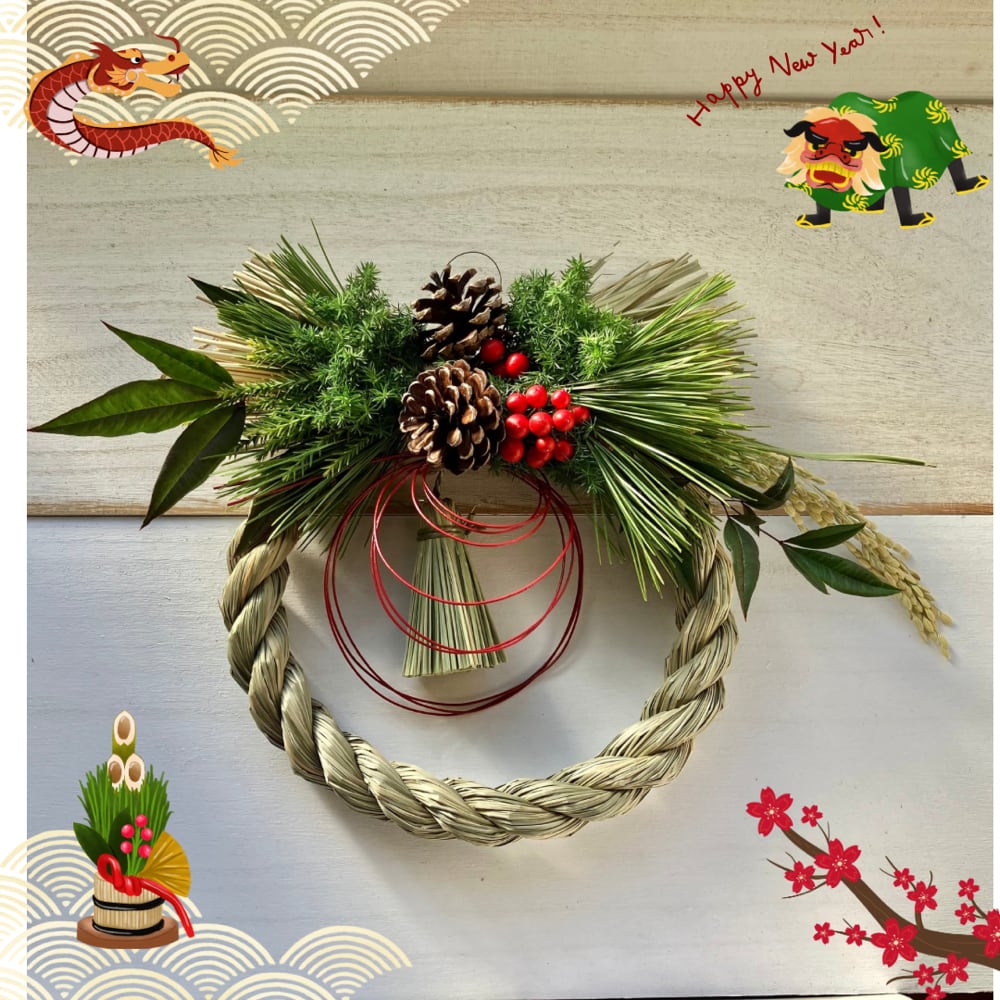 シンプルフレッシュリース 正月飾り しめ飾り 玄関 しめ縄飾り2026
