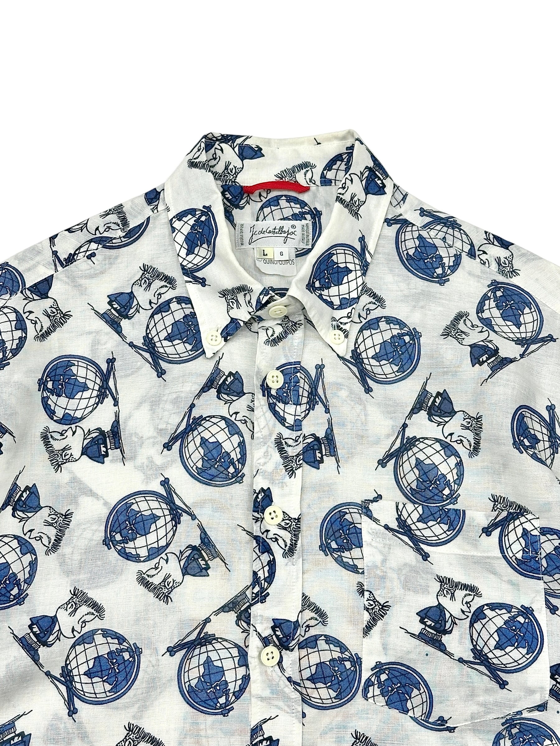 e90's J.C.DE CASTELBAJAC Full Pattern Cotton×Linen Sheer SH | ETRAK