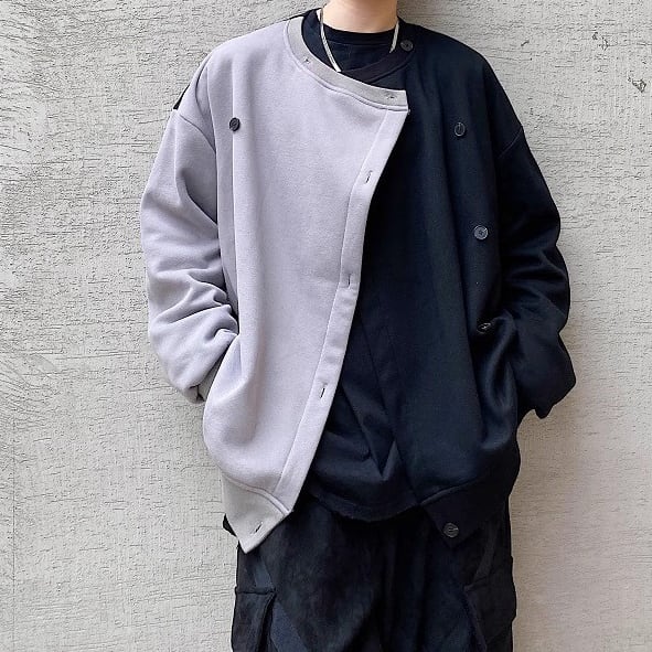 バイカラーアシメボタンスウェット 1color MTO0521