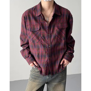 patch pocket checkered long sleeve shirt mr0564