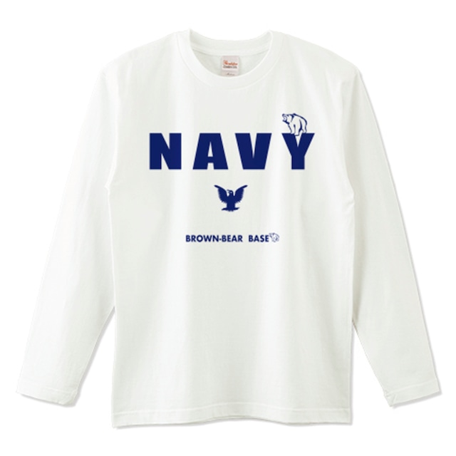 U.S.NAVY ロングTシャツ：ホワイト＋ネイビー＜会員限定色＞