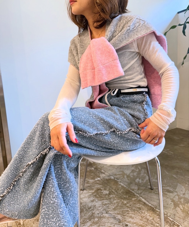 エイミーロウ  Eimee Law リボンツイードストレートデニムパンツ