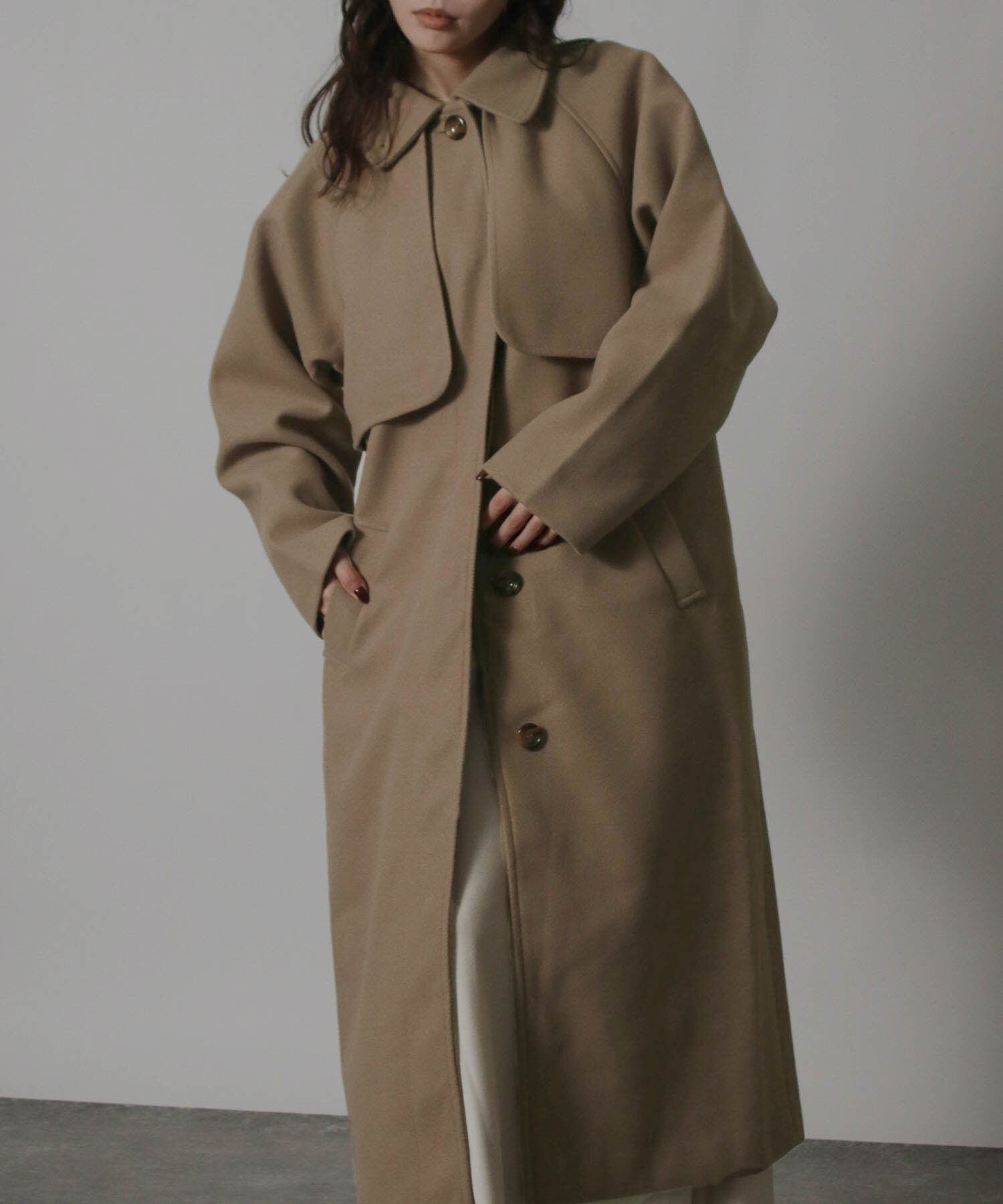 前後ヨークステンカラーコート