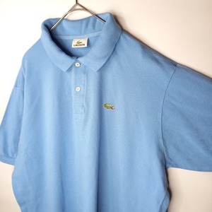 ラコステ　ポロシャツ　刺繍ロゴ　シェルボタン　ユーロ古着　水色　6サイズ