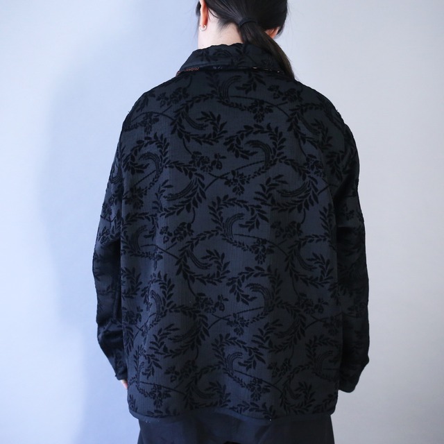 "reversible" geometry and reef motif pattern chenille weave jacket