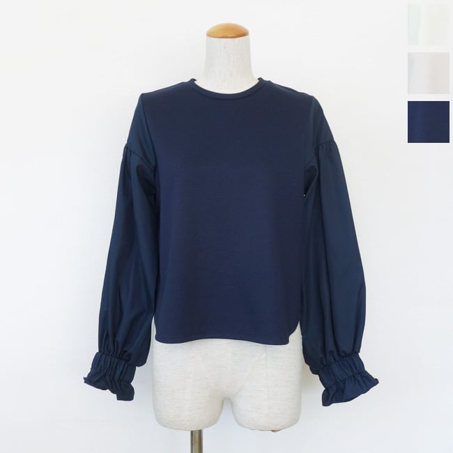 MyLanka (ミランカ) ブラウス ボリュームスリーブ ストレッチポンチ 異素材切替 セットアップ対応 M11102