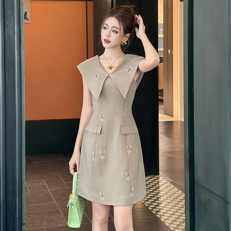 【dress】刺繍ノースリーブワンピース M32915