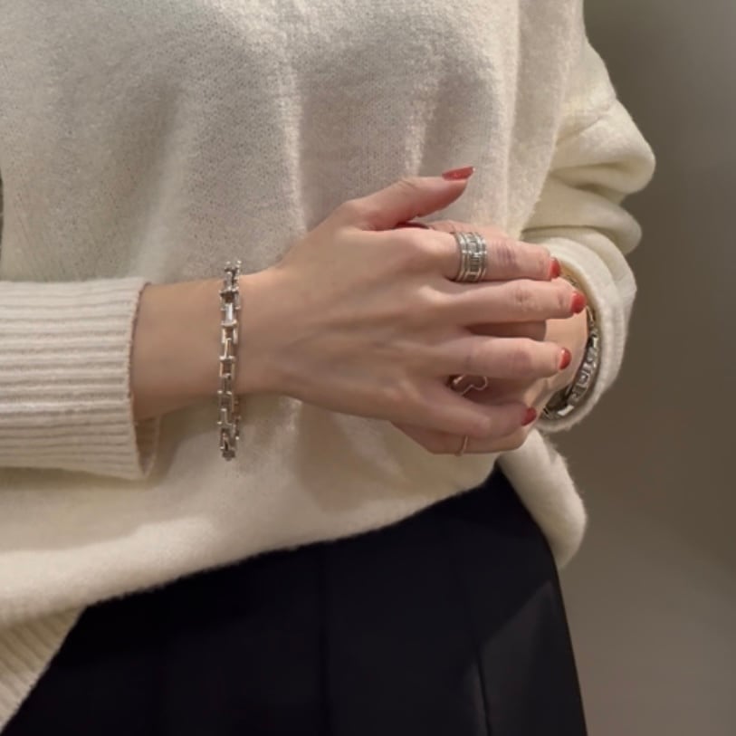 激レア【TIFFANY&CO. 】2290 重厚感Tモチーフ リンクシルバー