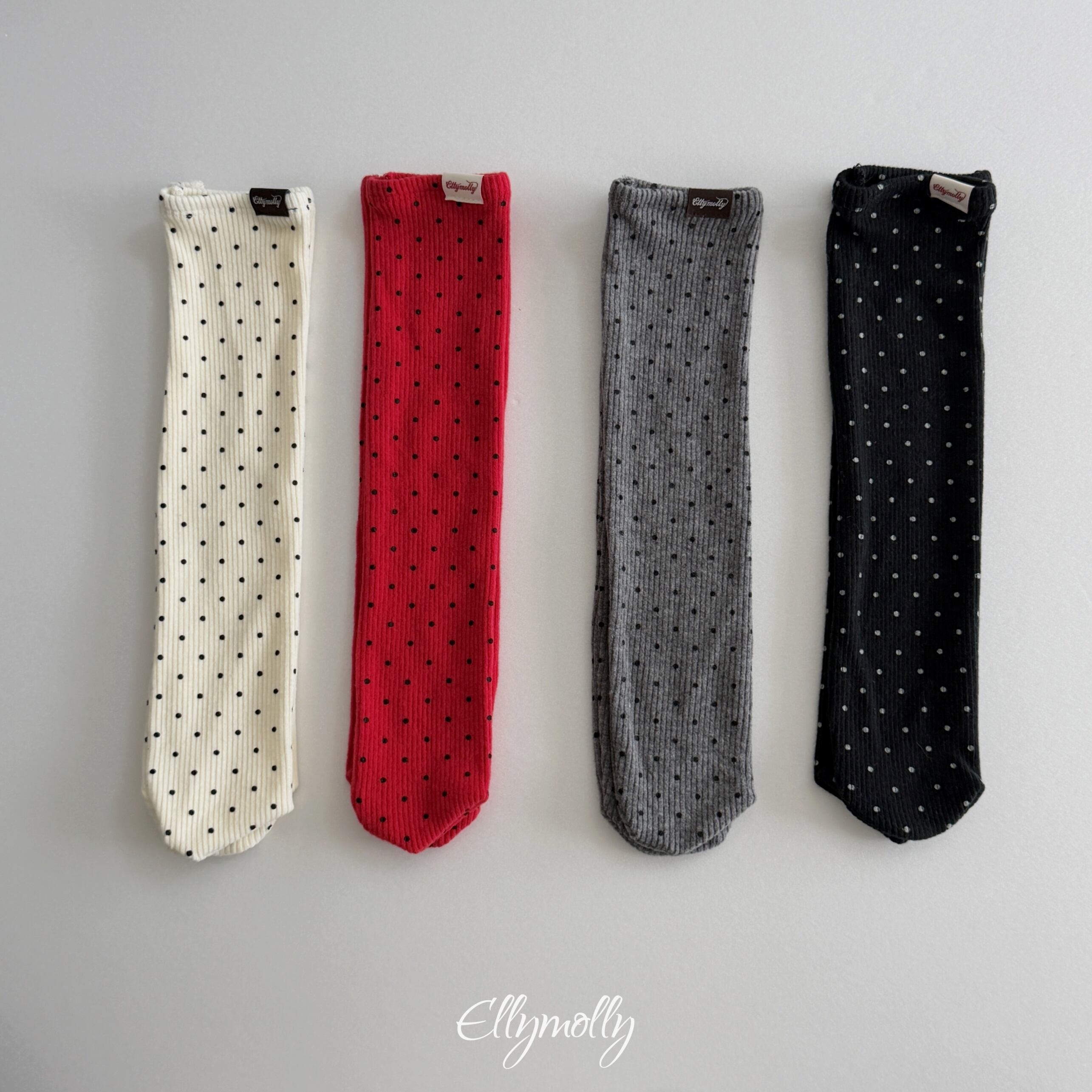 【2点送料無料】«予約»«elly molly» ドットリブソックス 4colors