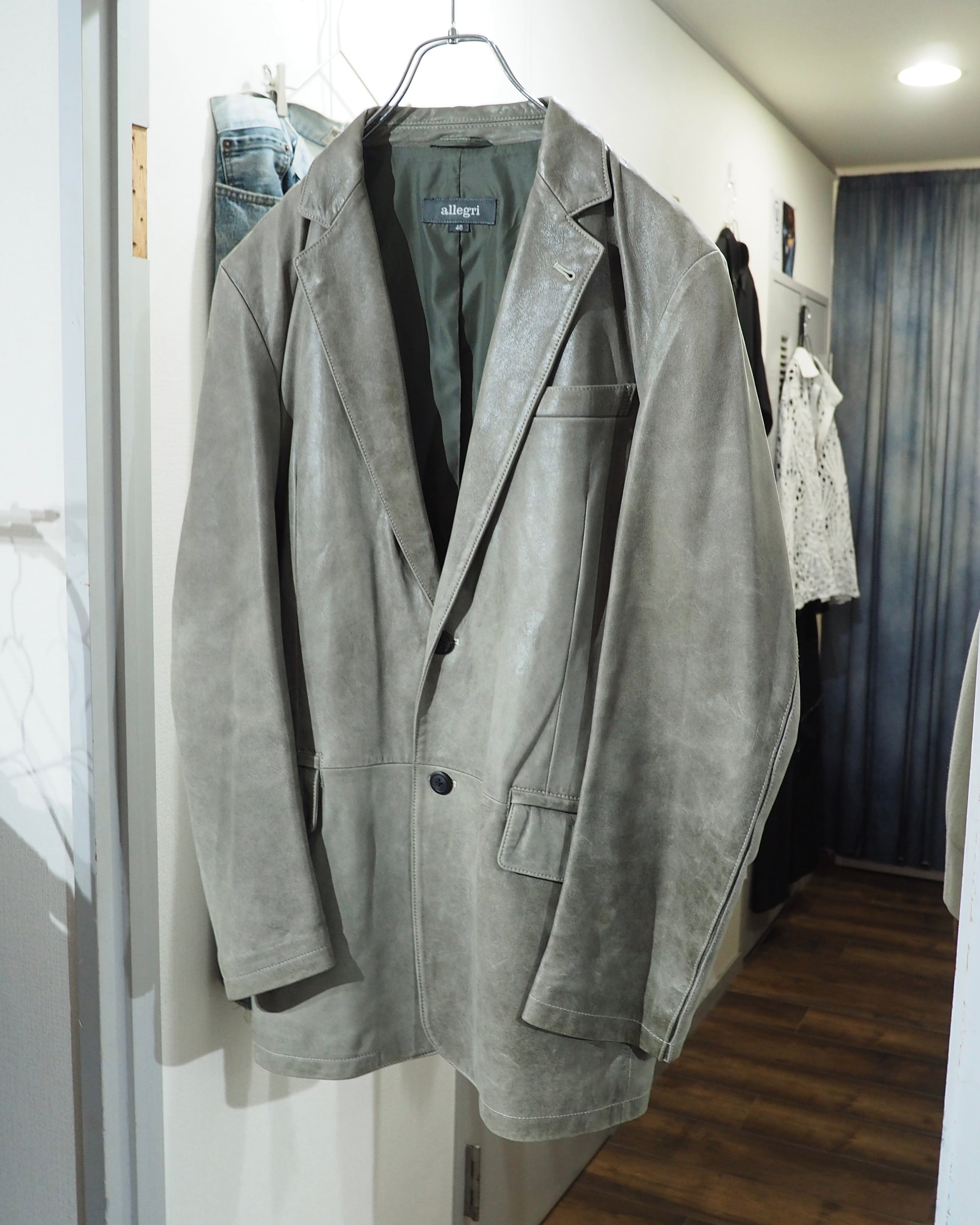 " Allegri " Beautiful Decadent Greige Color Vintage Sheep Leather Tailored Jacket