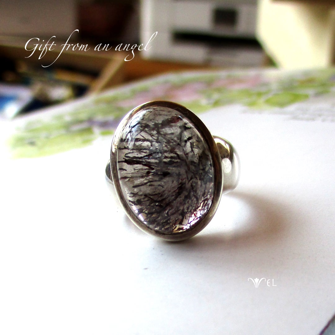 Sv925】“希少” エレスチャルクォーツ Oval リング ＊天使からの贈り物