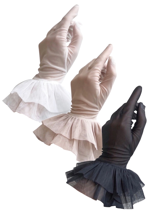 CHIFFON FRILL GLOVES -3COLORS-