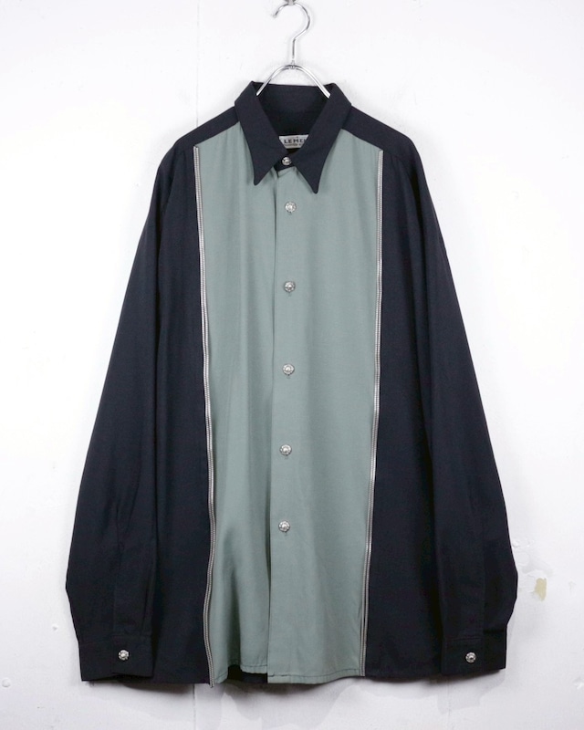 【Caka act2】Zip Teeth Design Vintage Bi Color L/S Shirt
