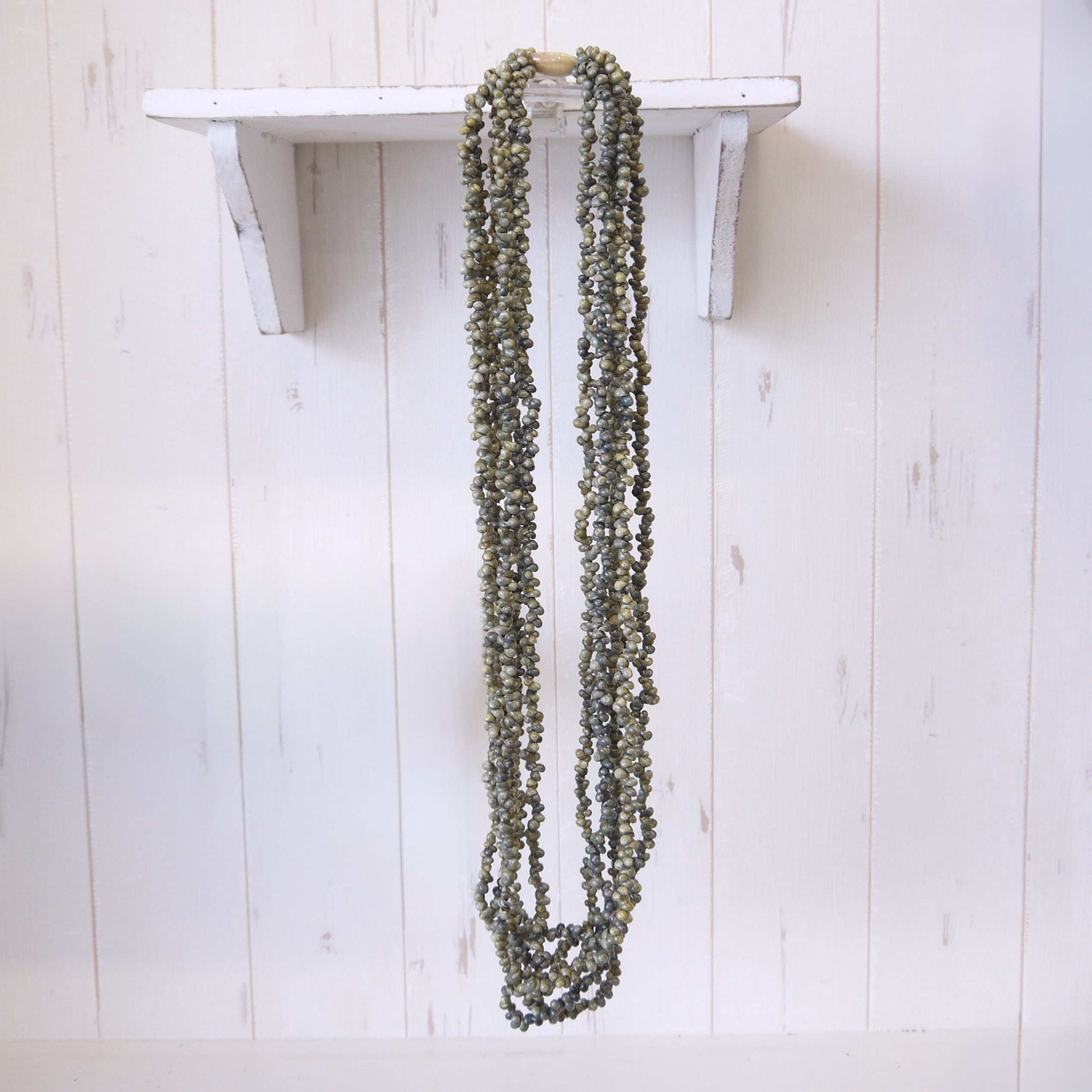 ★ハワイ直輸入★6連 モンゴシェルレイ/ハワイ シェルレイ/モンゴシェル/<緑/グリーン/オリーブ>