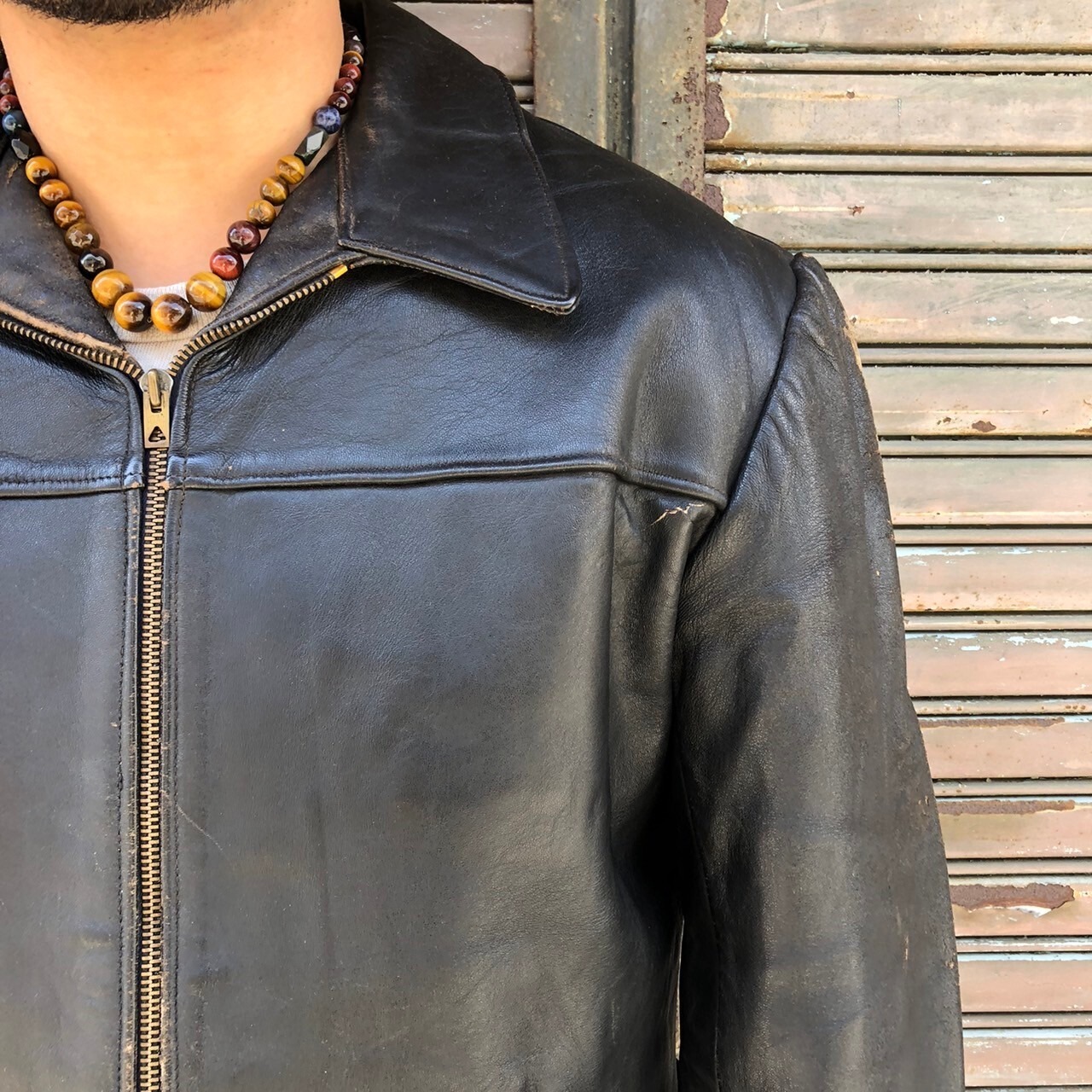 60s フランス製 スポーツジャケット レザー シングル ライダース 