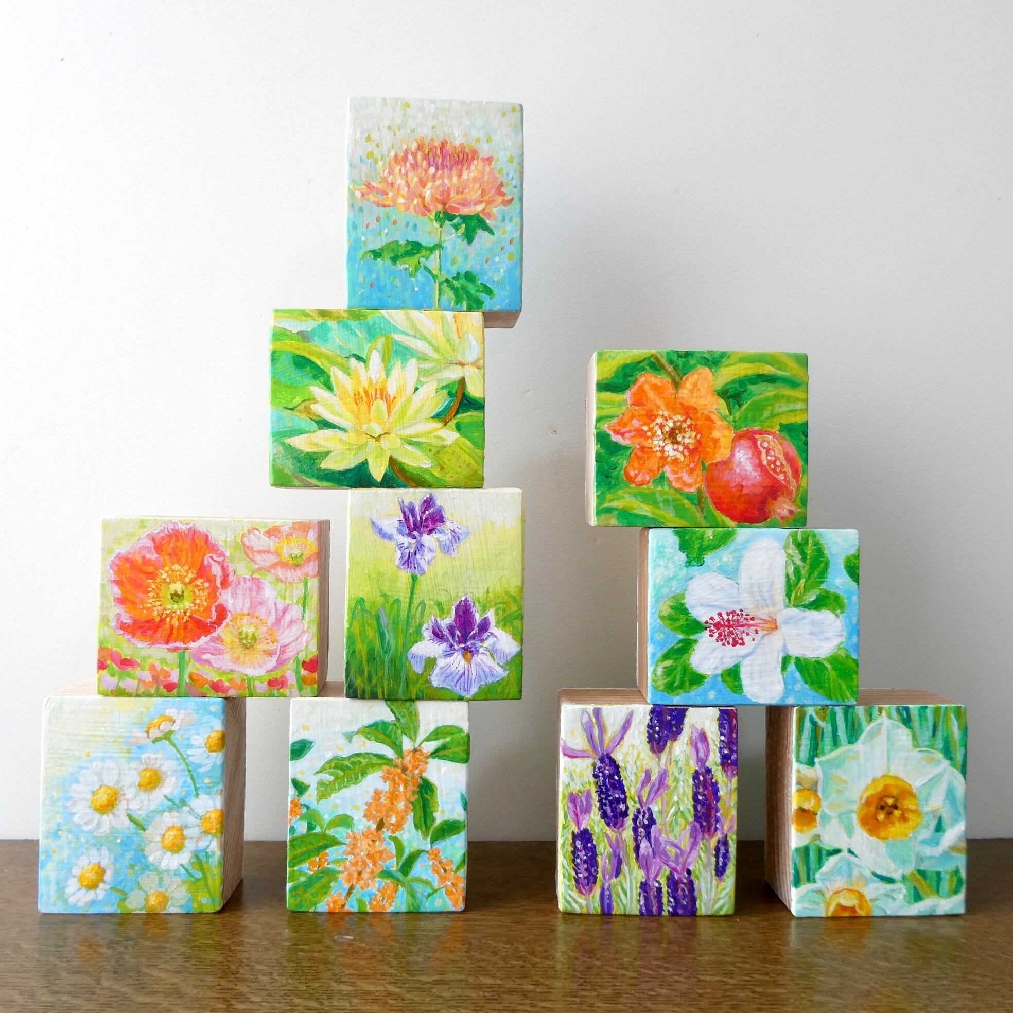 花だより アヤメ）積める絵画 花つみき （iris）Painting Objects
