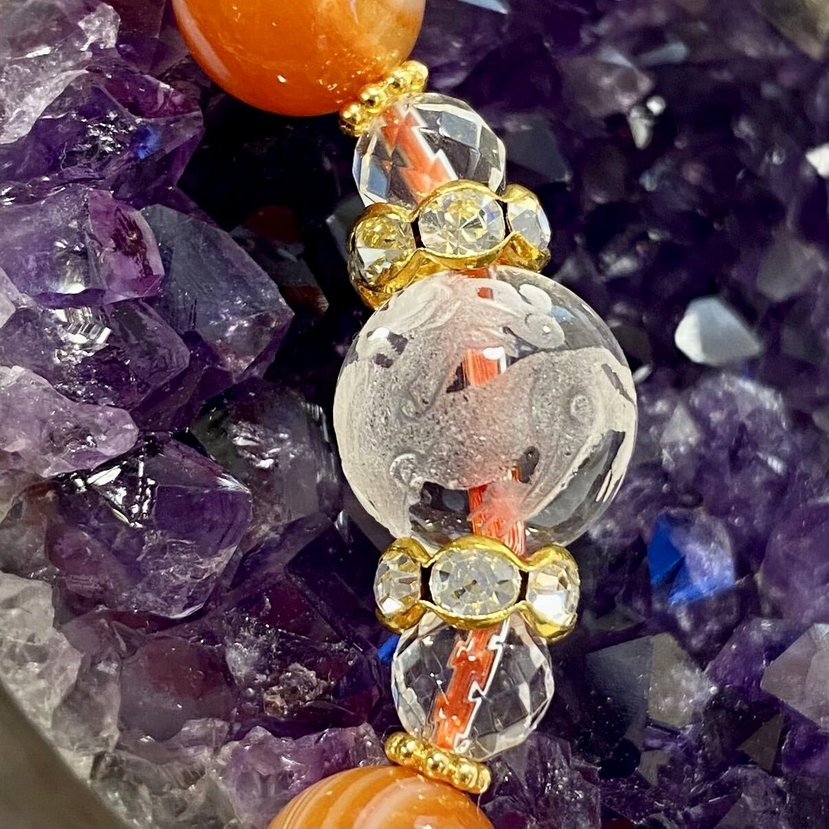 ☆特選一連☆魔除けの石【赤天眼石♢レッドアイアゲート14mmラウンド連