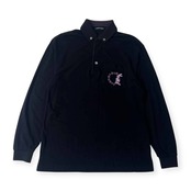 GREEN CLUBS グリーンクラブ ワーナーコラボ バックスバニー 鹿の子 BD 長袖 ポロシャツ 3/ブラック×パープル メンズ ライカ