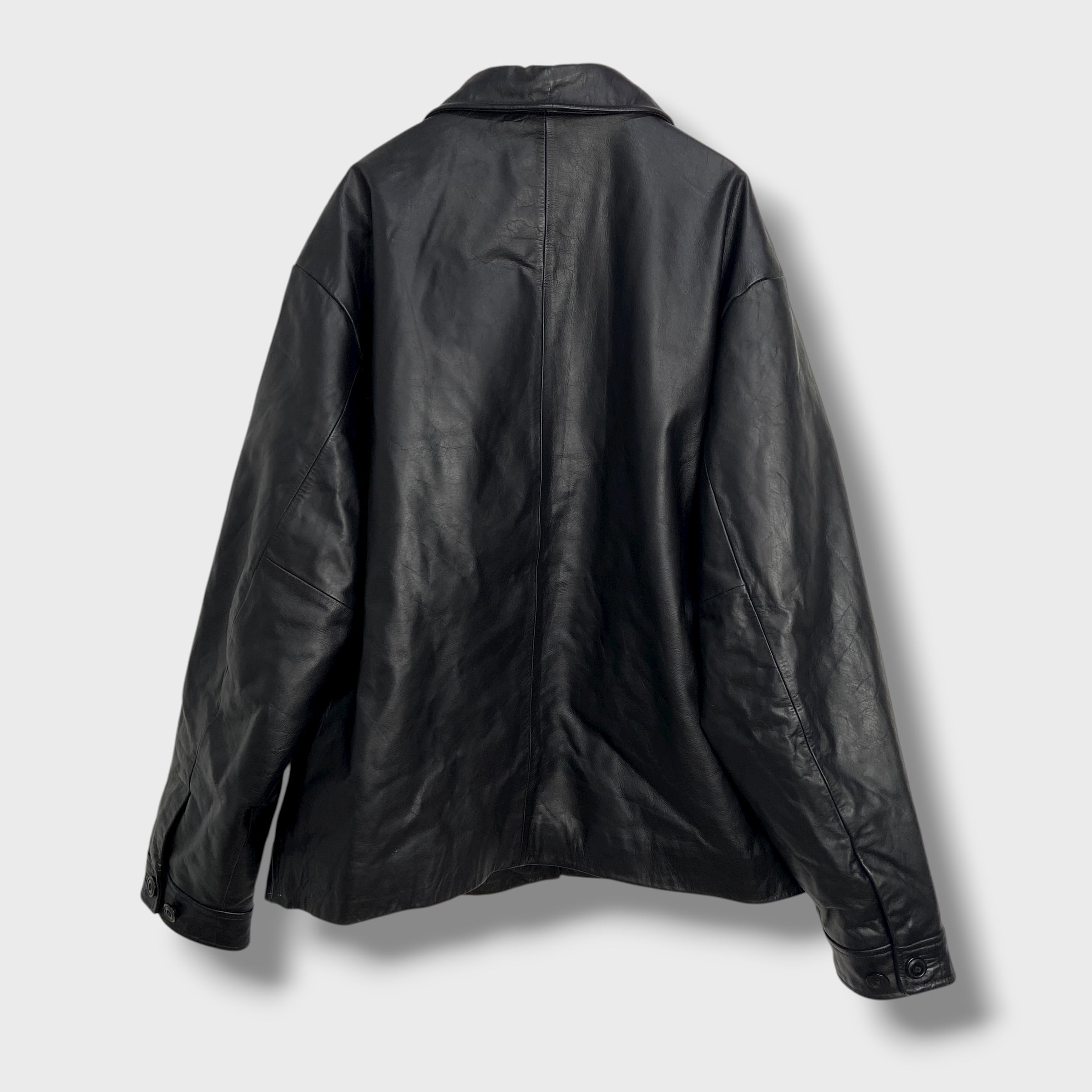 90s GAP オールドギャップ レザージャケット スポーツジャケット 黒 XL