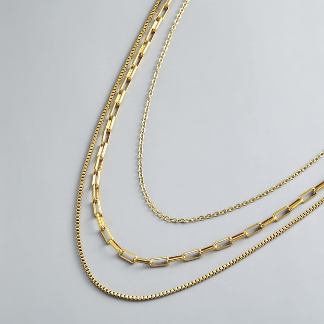 316L triple simple chain necklace  #n150
