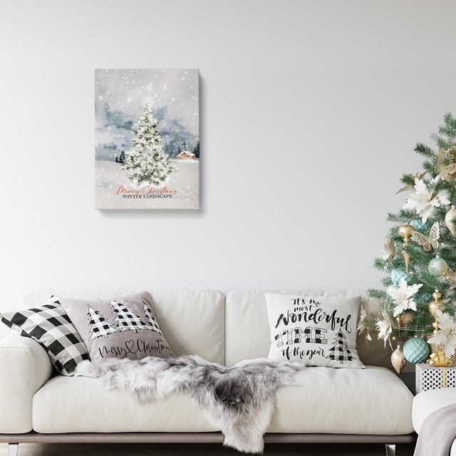 クリスマスツリーのキャンバス　/ i1066 / 冬景色　オーナメント　人気のクリスマスツリー