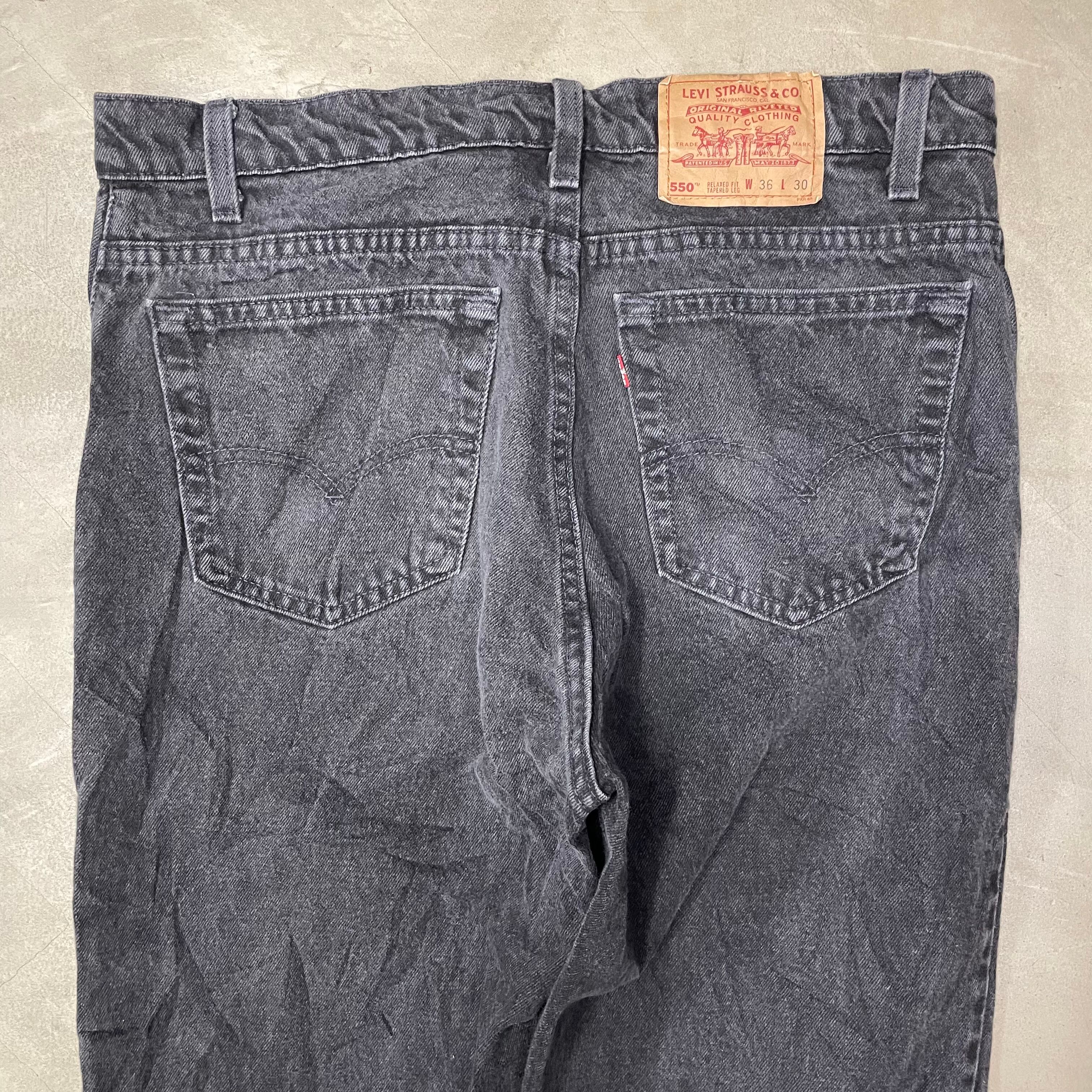 Levi's 550 後染めブラック 90s usa製 USA製 98年製 Levi's 550 Black Denim Pants 黒 W35×L28 90s