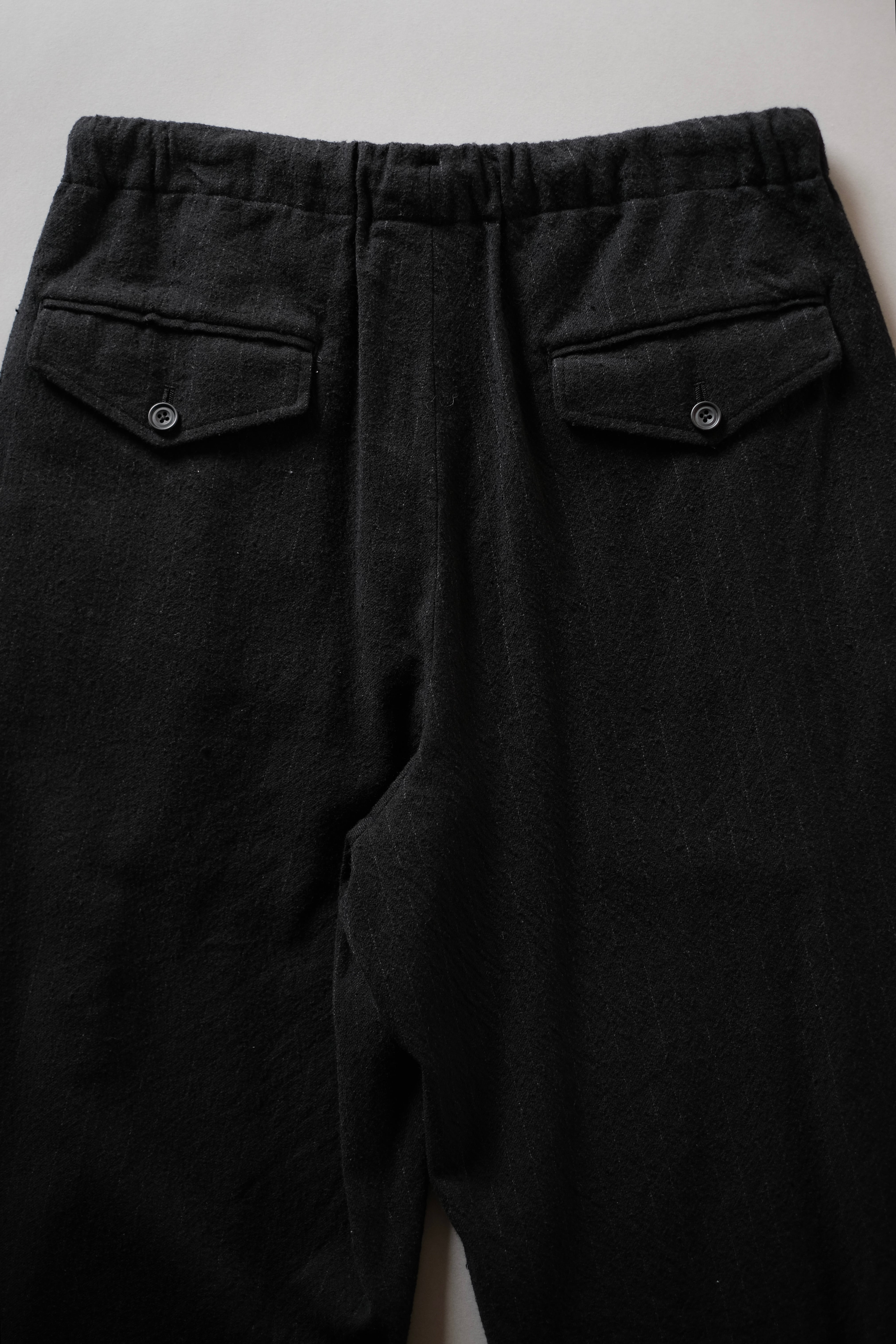 ULTERIOR / WASHED WOOL SILK STRIPE DRAWSTRING PANTS 