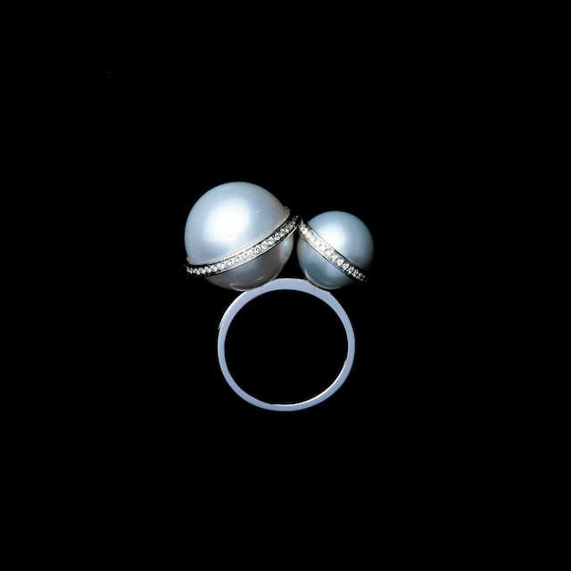 jg　<Sphere> リング K18/ダイヤモンド/南洋真珠