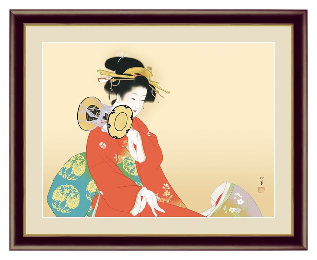 日本画 上村松園「鼓の音」高精彩巧芸画