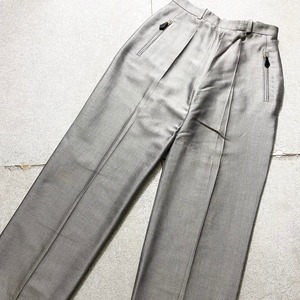 vintage HERMES center-crease silver jacquard pants