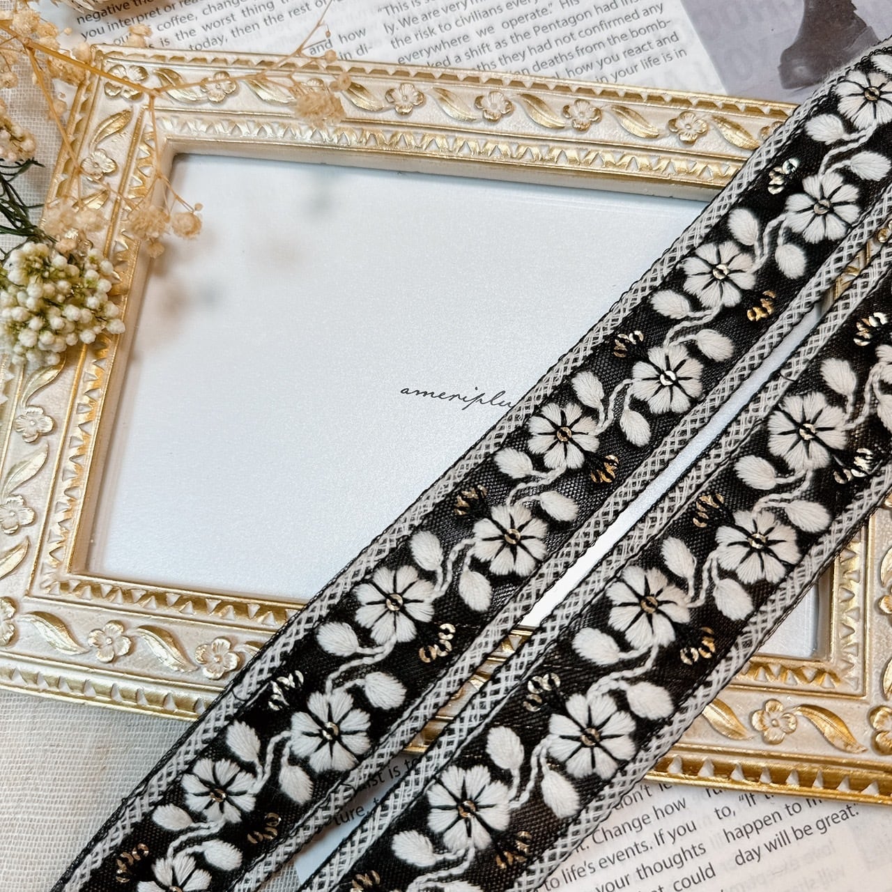 フルールエンブロイダリーリボン [エクリュホワイト]インド刺繍リボン