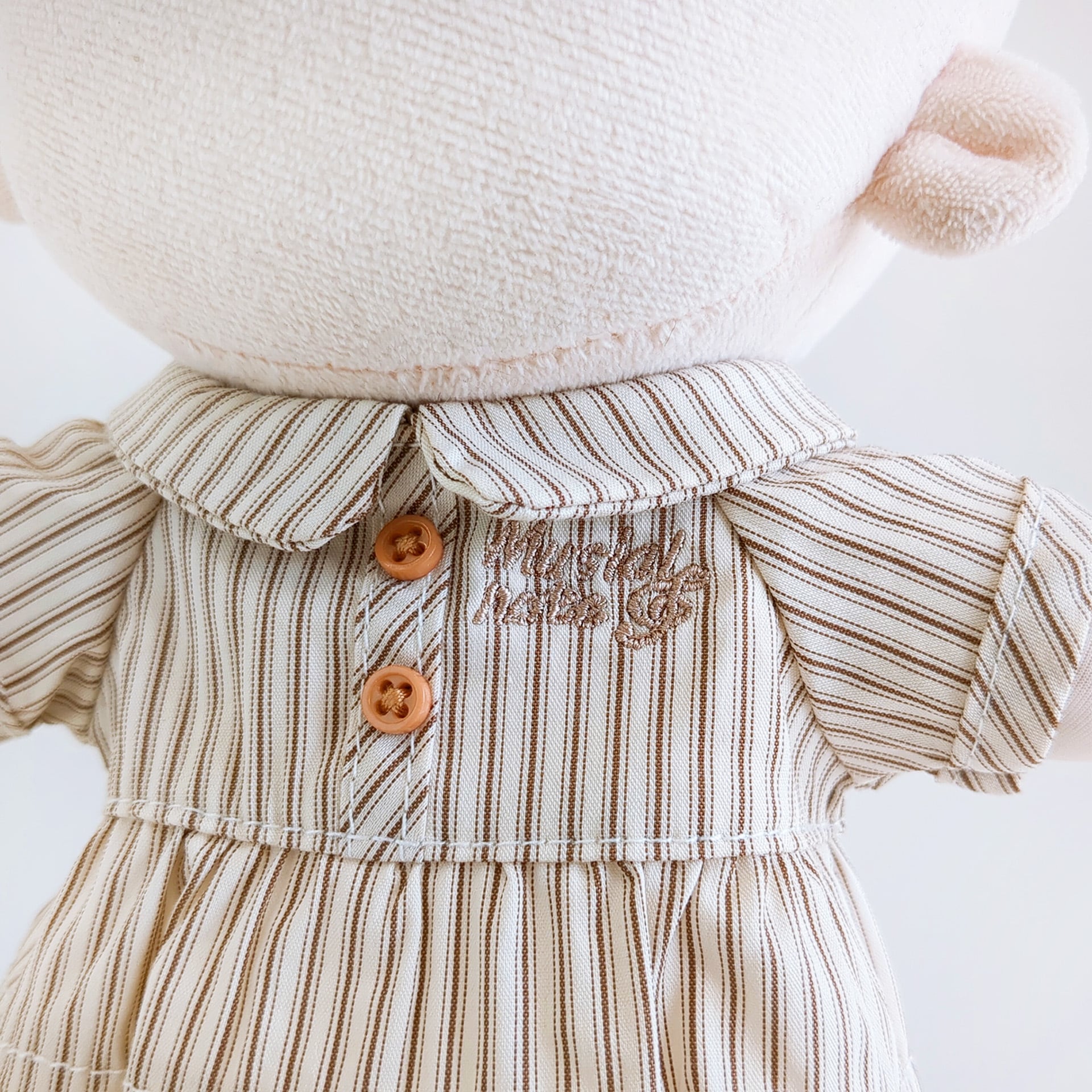 20cm足長人型ぬいぐるみ用ワンピース　2着 1447【20cm】ブラウンストライプワンピース | Little Closet │ ぬい服