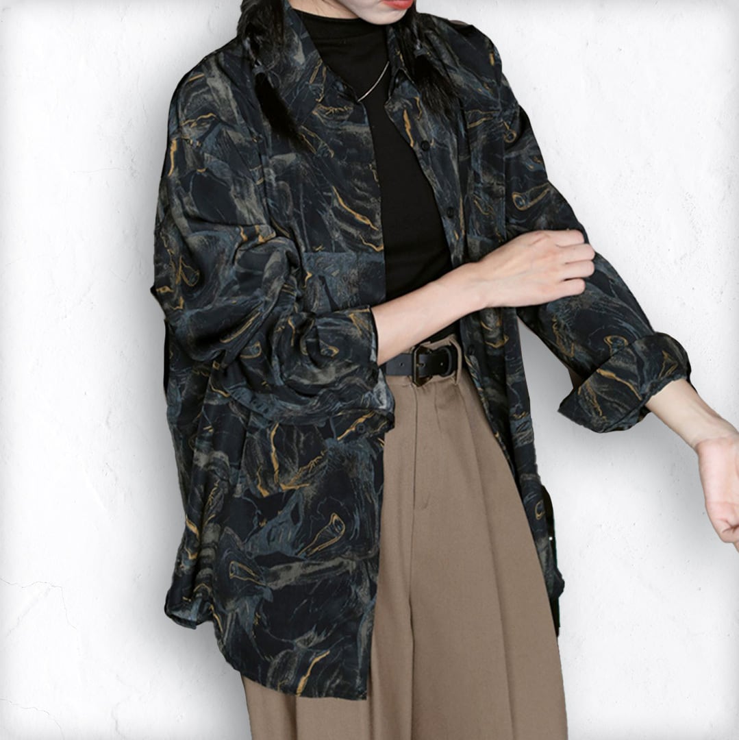 マーブルミッドナイトロングシャツ K0400