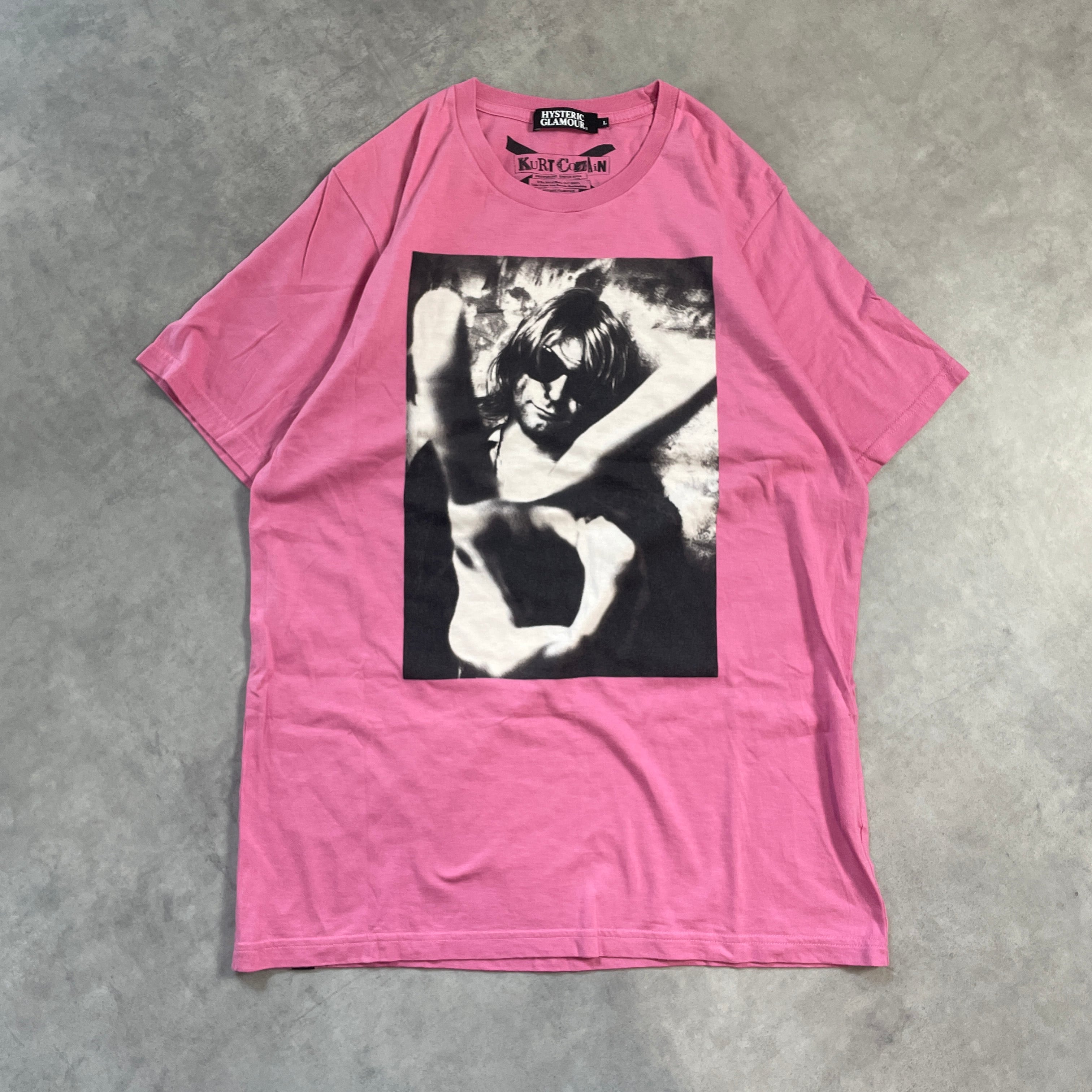 希少 ヒステリックグラマー × カートコバーン 両面 プリント Tシャツ ピンク