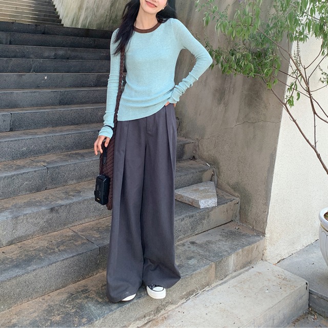 color-block knit cut and sew J00079