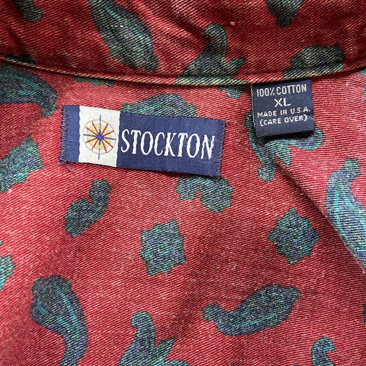 USA製 STOCKTON 長袖 総柄 ペイズリー柄 ボタンダウンシャツ メンズXL