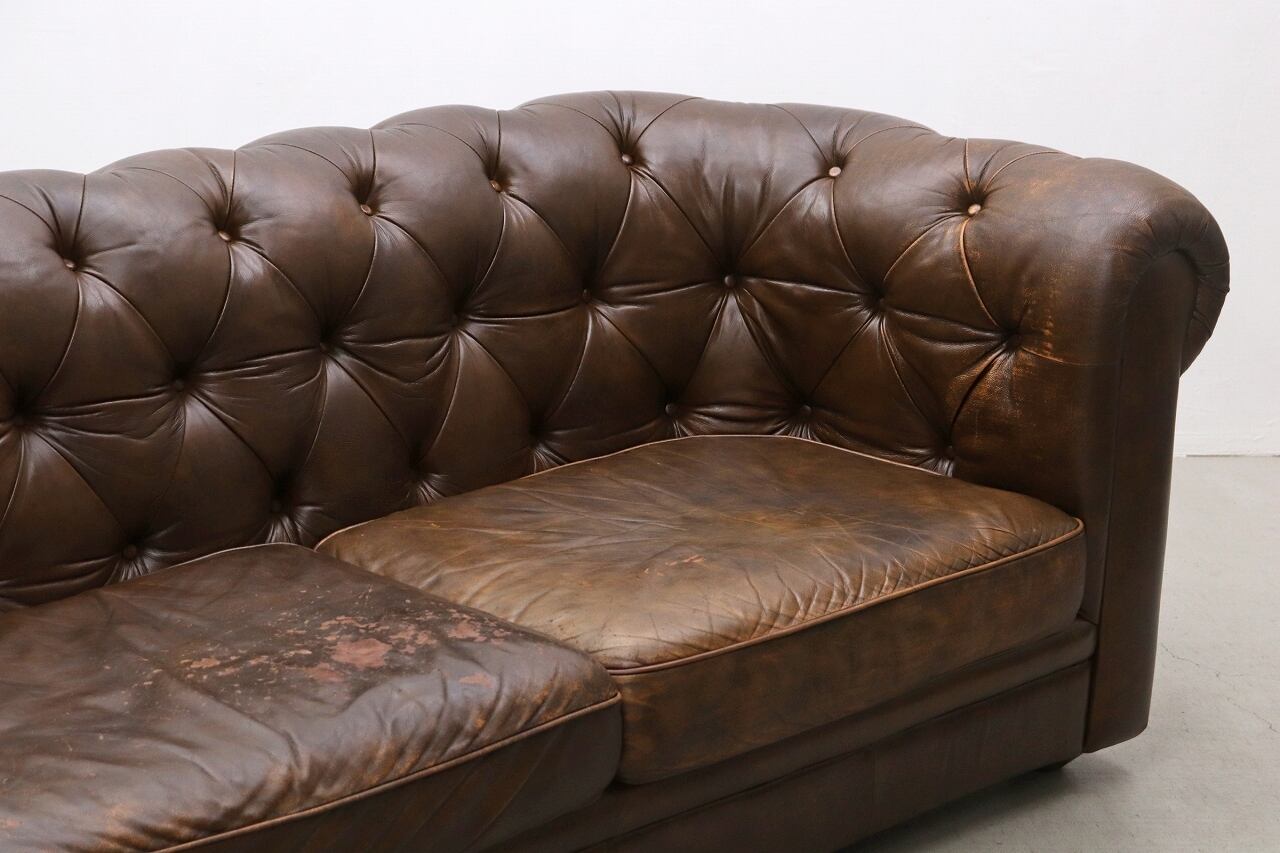 沼津店】IDC大塚家具 L/S Comfort-29 チェスターフィールド 本革 3P