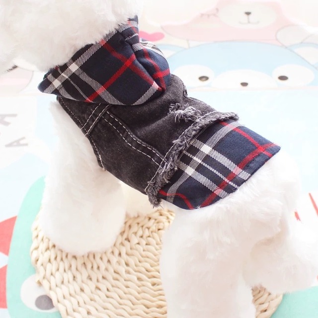 《予約》T0111 チェックデニムベスト(全2色)