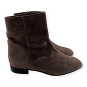 ステイタス STATUS イタリア製 スエード レザー ショート ブーツ サイドジップ 35 1/2 (約22.5～23.0cm)