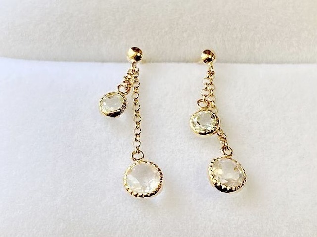 K10YG ブルームーンストーン/アクアマリンピアス